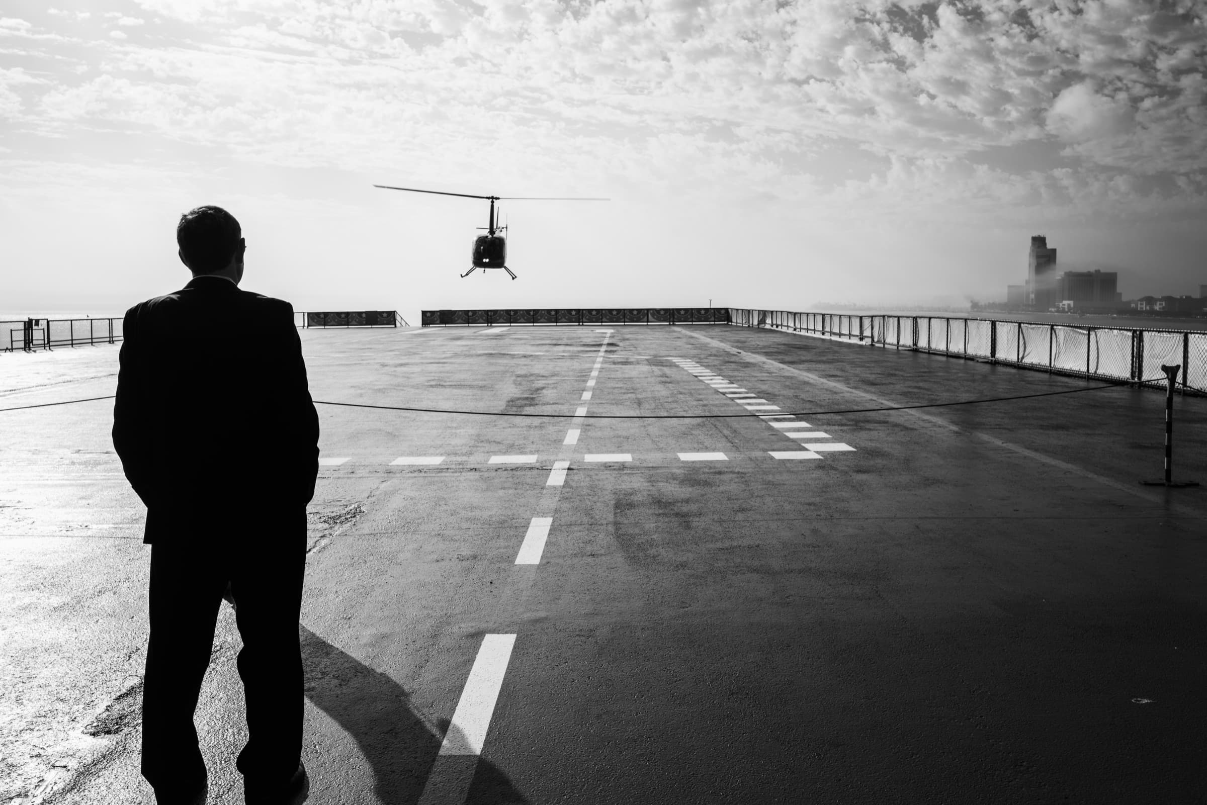 Helicopter on a helipad