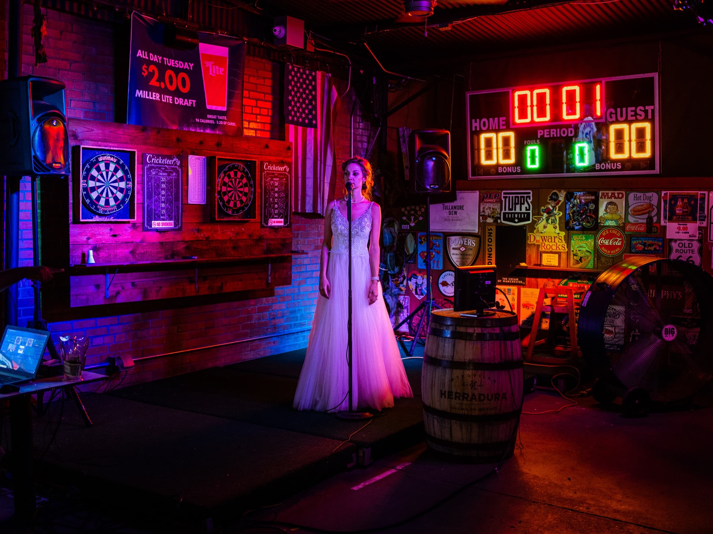 Bride in a dive bar